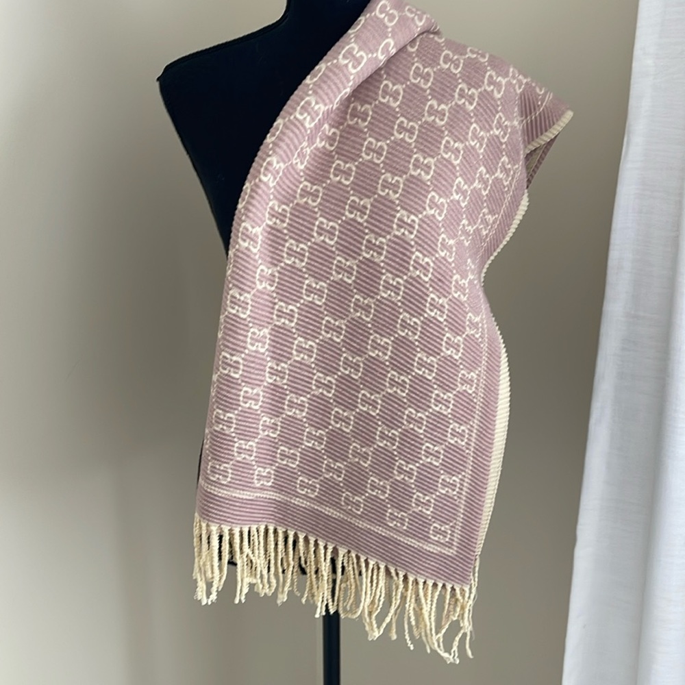 Dusky, pink and cream logo scarf